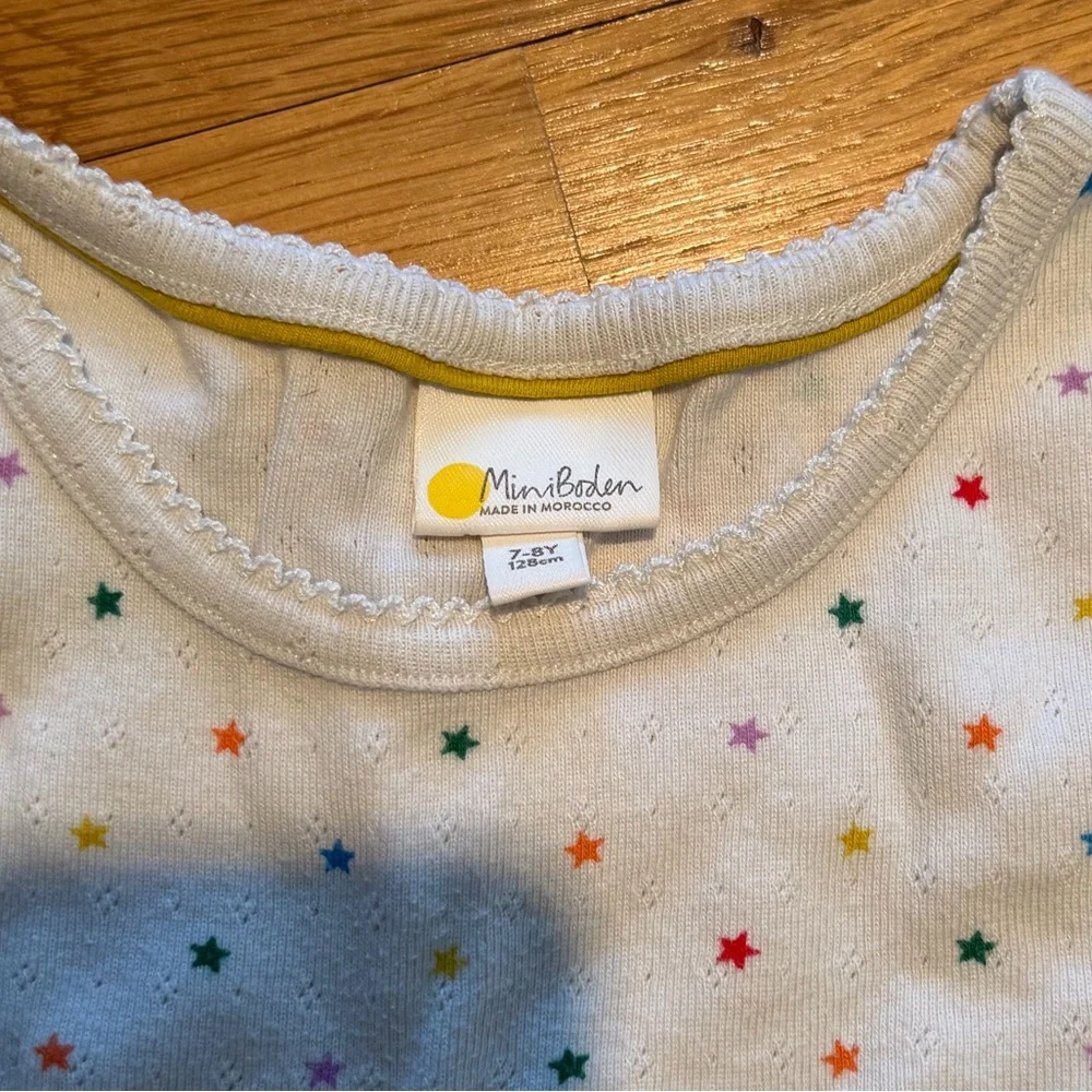 Mini Boden White Tee with Colorful Stars - Picture 3 of 3